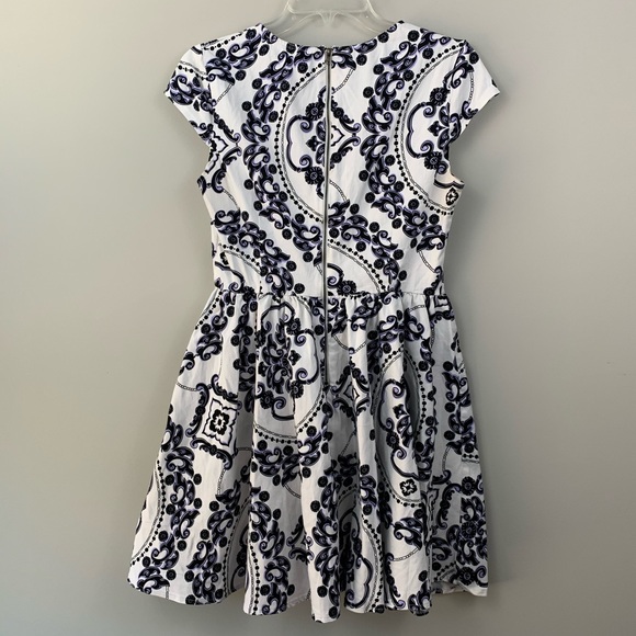 Lulus fit and flare dress- black white purple - Picture 5 of 8
